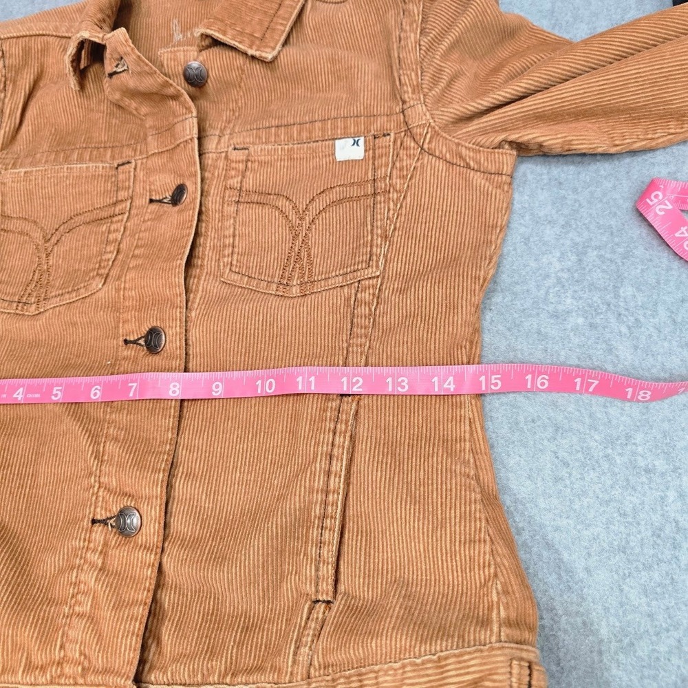 Vintage Y2K Hurley Corduroy Trucker Jacket S Brown Granola Boho Grunge Fall - Picture 5 of 11